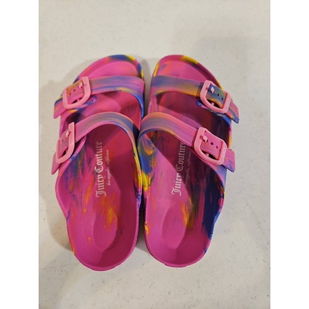 Juicy Couture Sandal Youth Size 13 Hot Pink Marbled‎ Slip On Sandals 2 Strap